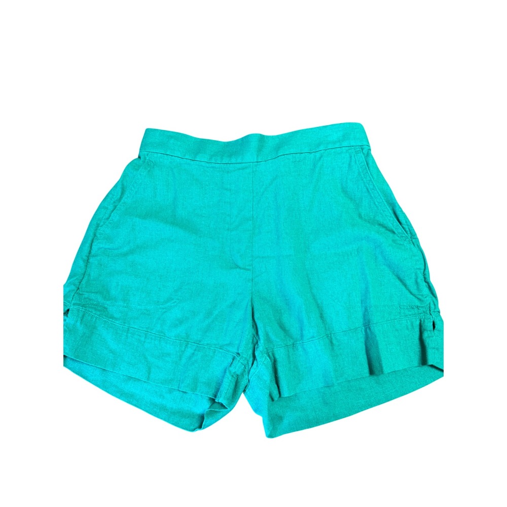 Banana Republic High-Rise Linen Blend Shorts Green Small Elastic Waist Pockets